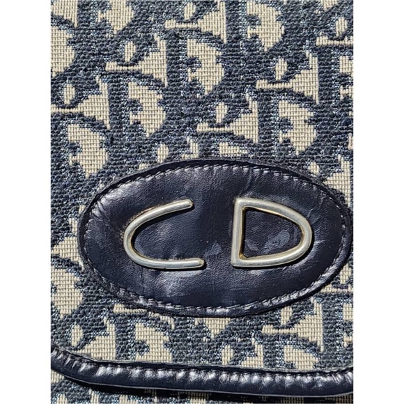 Authentic CHRISTIAN DIOR Vintage Trotter Jacquard Shoulder Bag Black/Beige - Picture 10 of 16